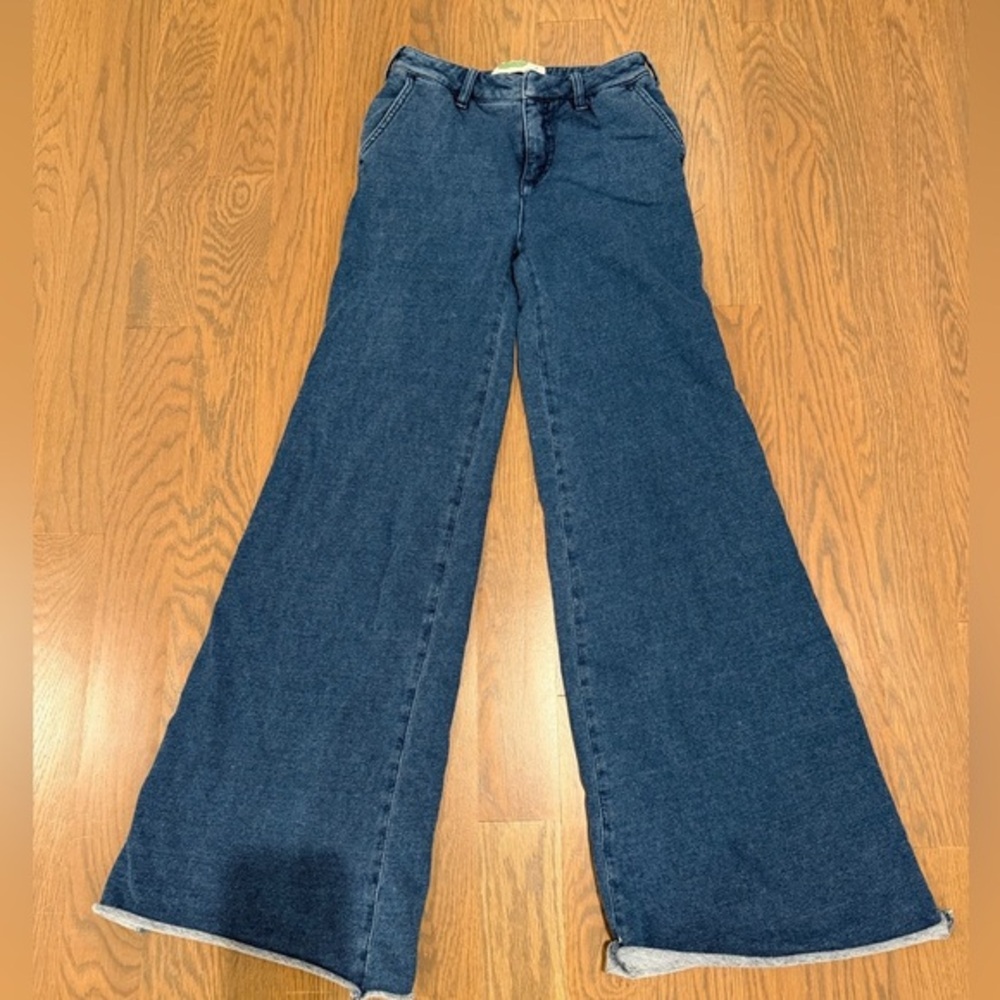 Free People Dark Wash Wide Leg Jeans Size 25 High Rise